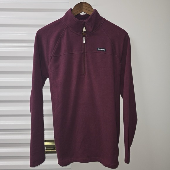 Ariat Tops - Ariat REAL Pullover Womens Large Burgundy Quarter Zip Sweatshirt